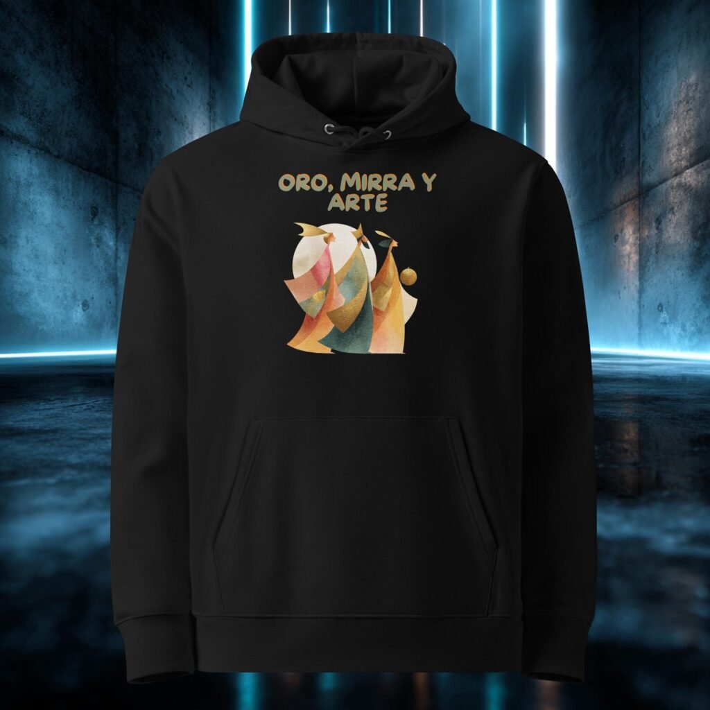 Sudadera orgánica con diseño Oro, Mirra y Arte