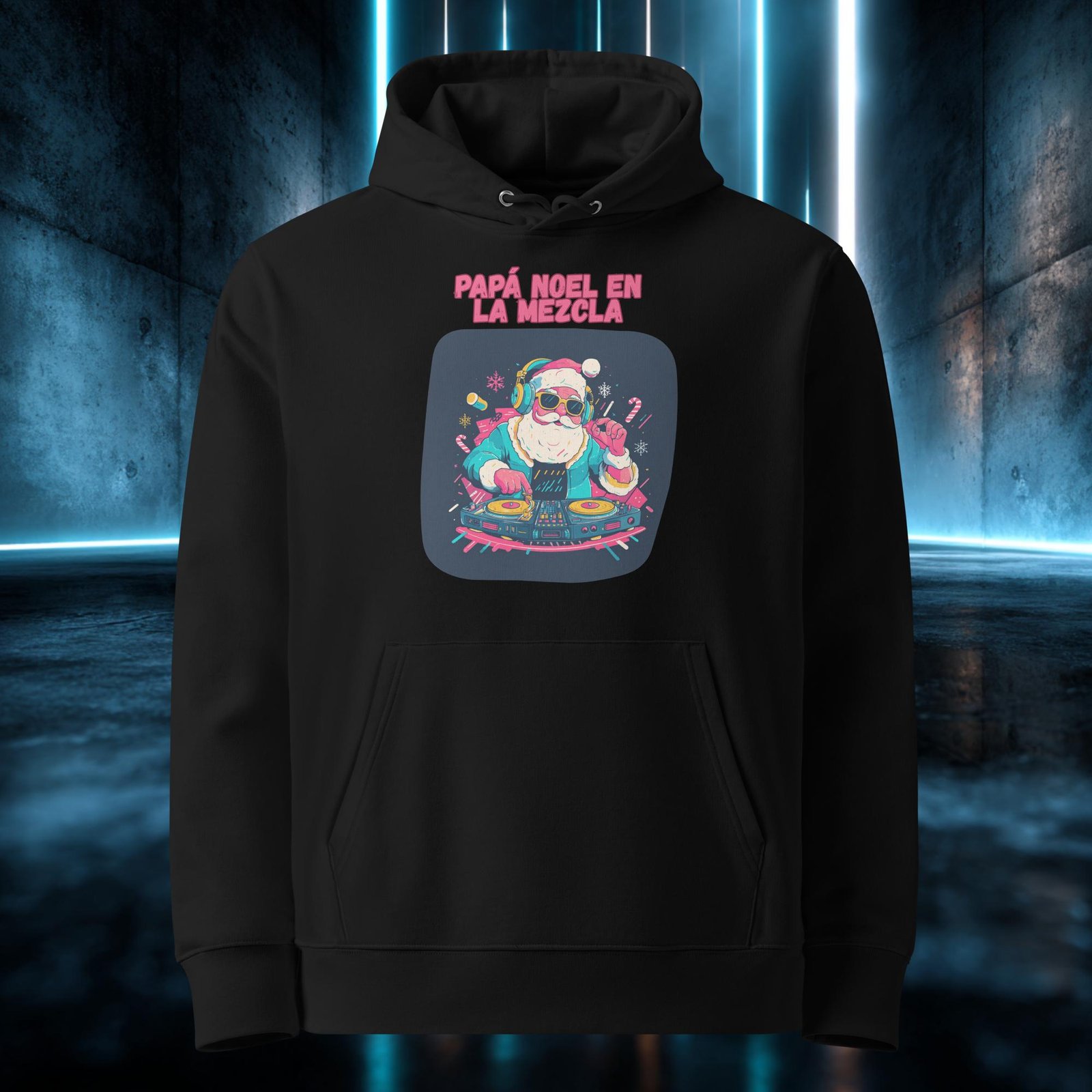 Sudadera orgánica con diseño Papá Noel en la Mezcla — detalle del estampado