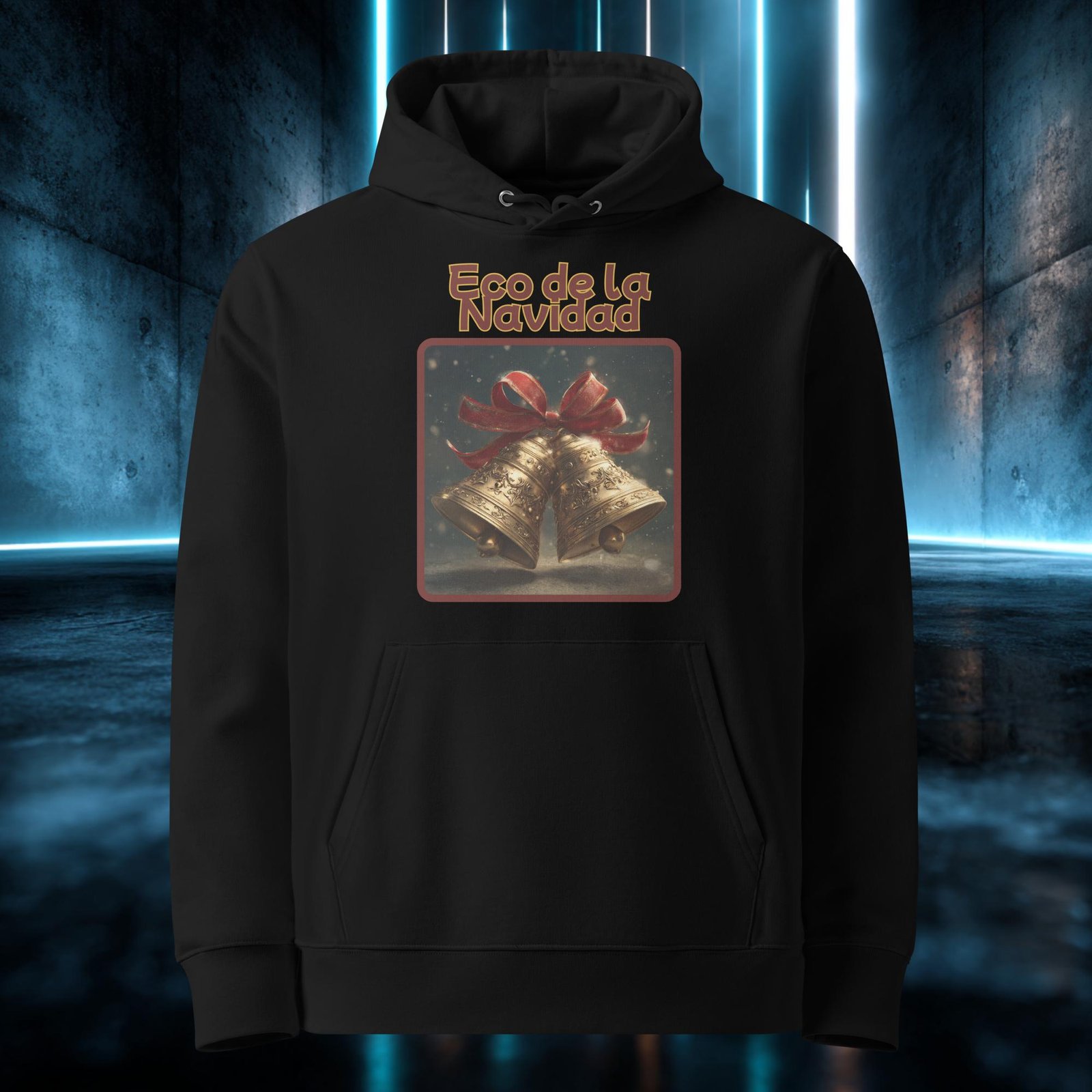 Sudadera orgánica con diseño Eco de la Navidad — detalle del estampado
