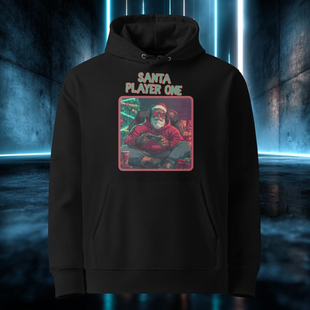 Sudadera orgánica con diseño Santa Player One