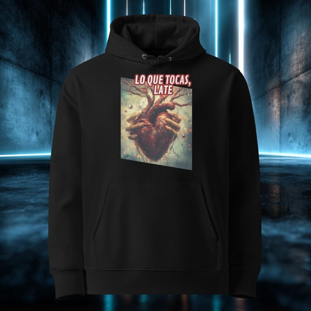Sudadera orgánica con diseño Lo Que Tocas, Late