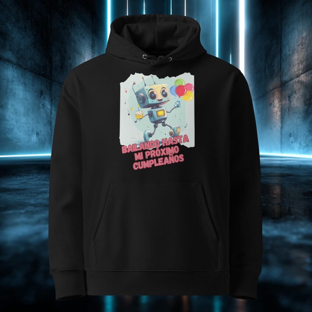 Sudadera orgánica con diseño Bailando Hasta mi Próximo Cumpleaños