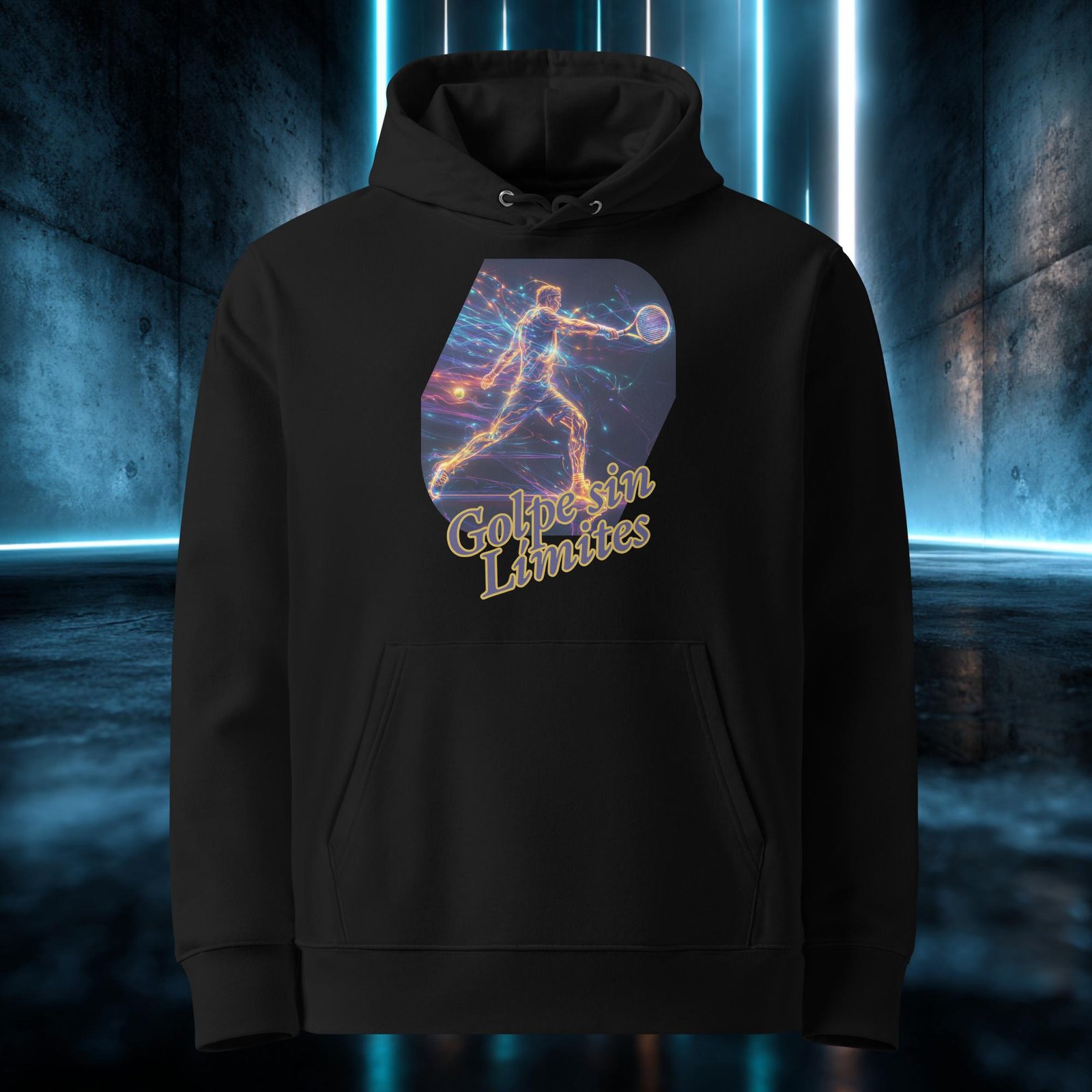 Sudadera orgánica con diseño Golpe Sin Límites — detalle del estampado