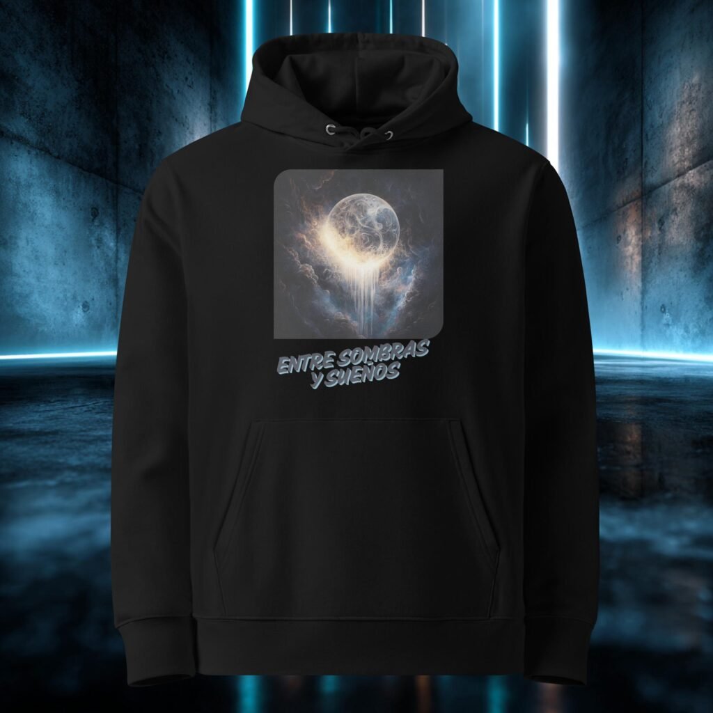 Sudadera orgánica con diseño Entre Sombras y Sueños
