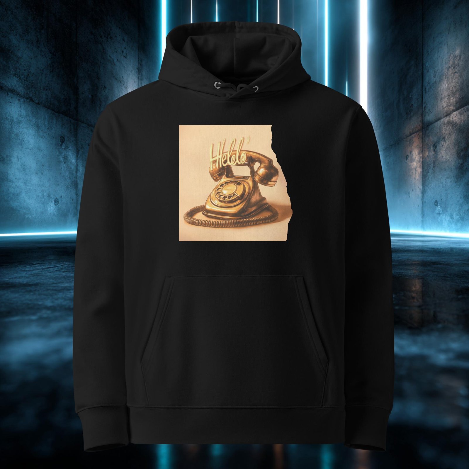 Sudadera orgánica con diseño Llamada Dorada — detalle del estampado