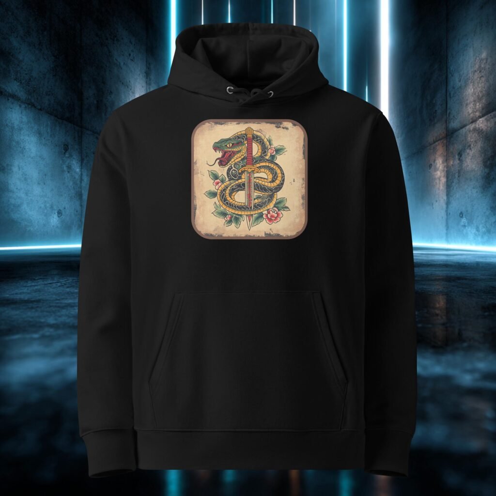 Sudadera orgánica con diseño Serpiente y Daga
