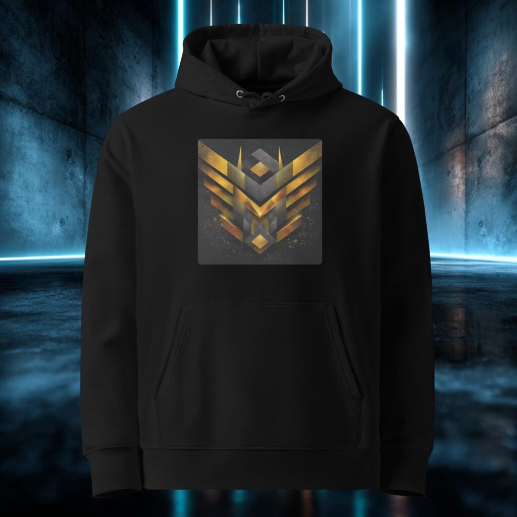 Sudadera orgánica con diseño Emblema Dorado