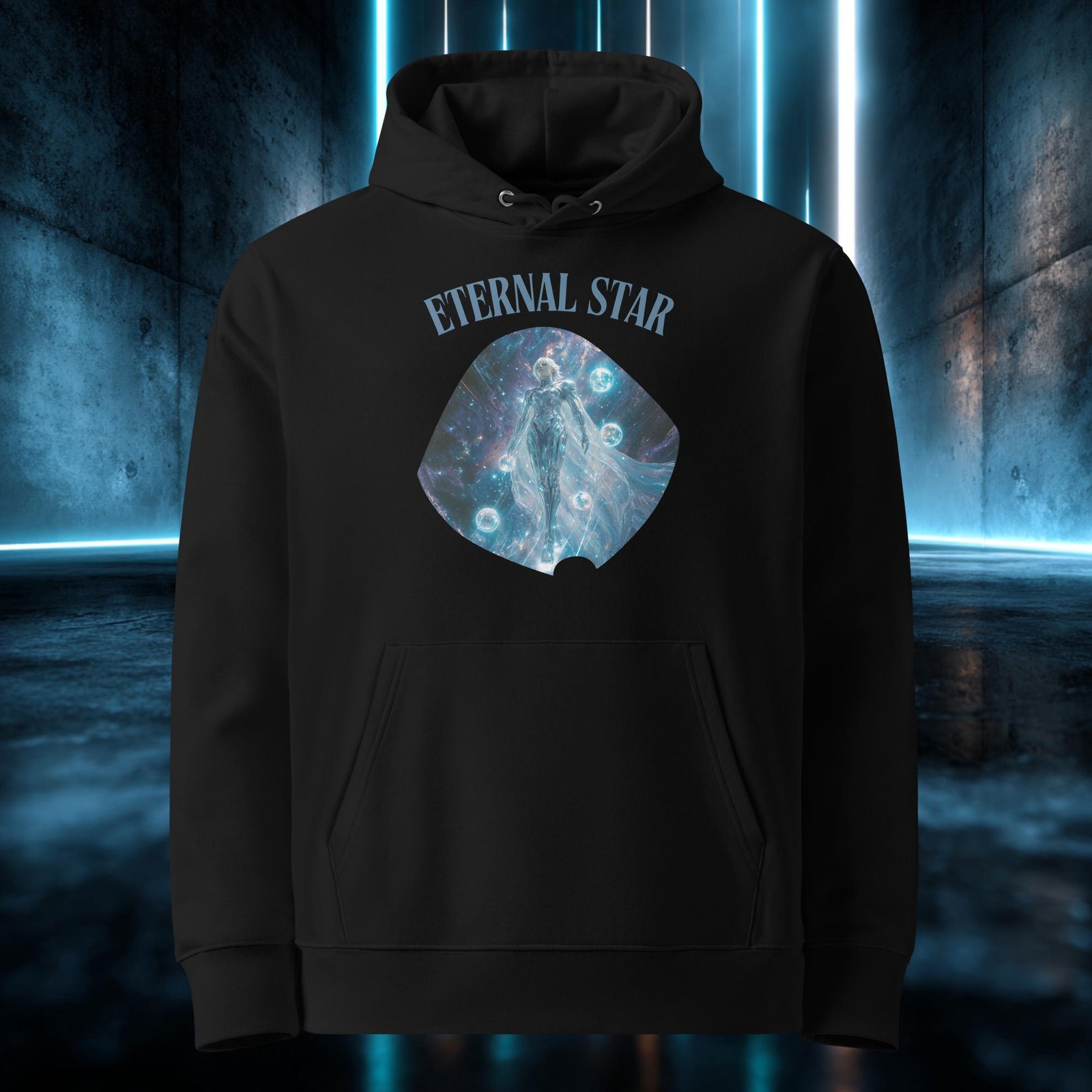 Sudadera orgánica con diseño Estrella Eterna — detalle del estampado