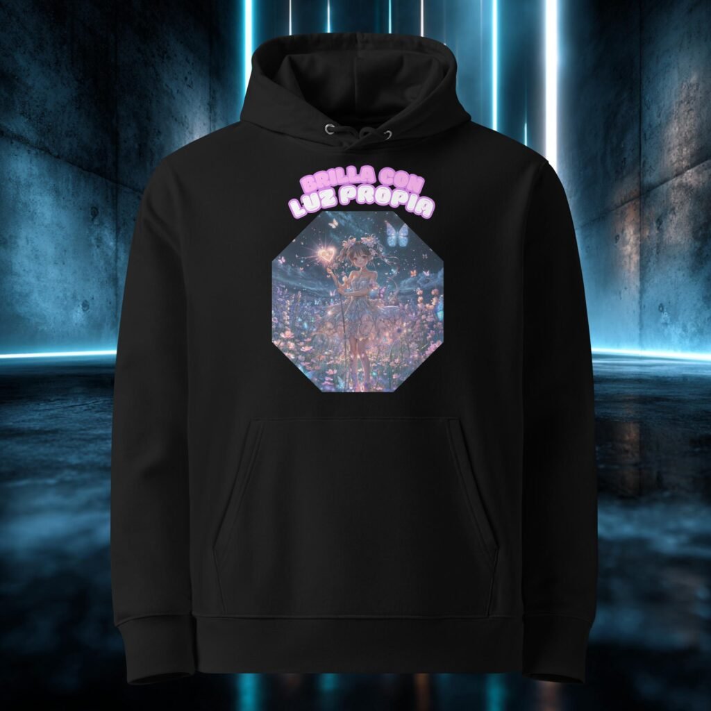 Sudadera orgánica con diseño Brilla con Luz Propia