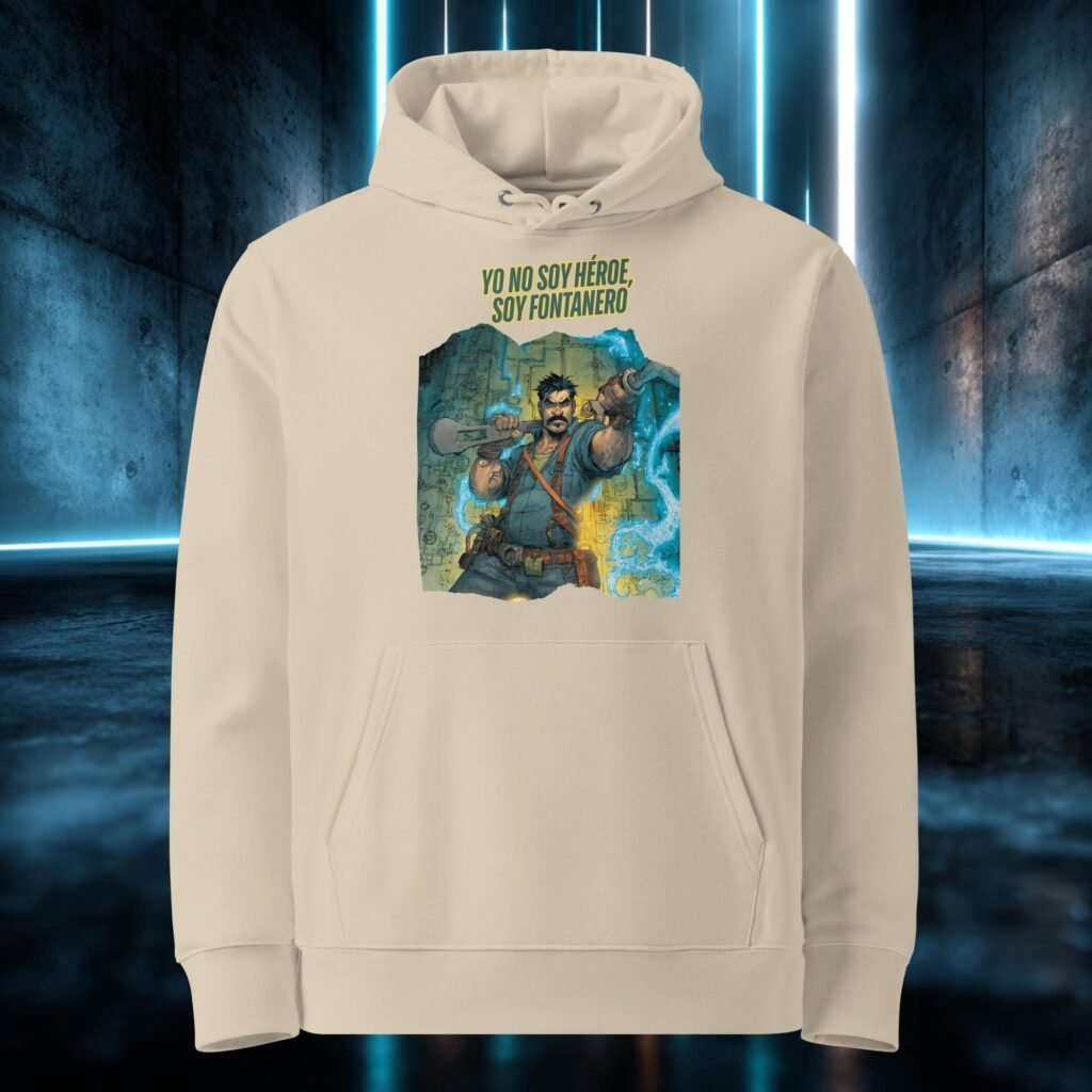 Sudadera orgánica con diseño No Soy Héroe, Soy Fontanero