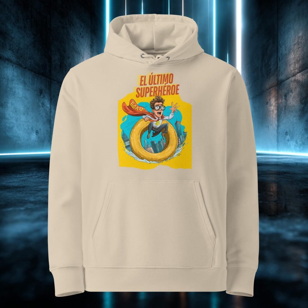 Sudadera orgánica con diseño El Último Superhéroe
