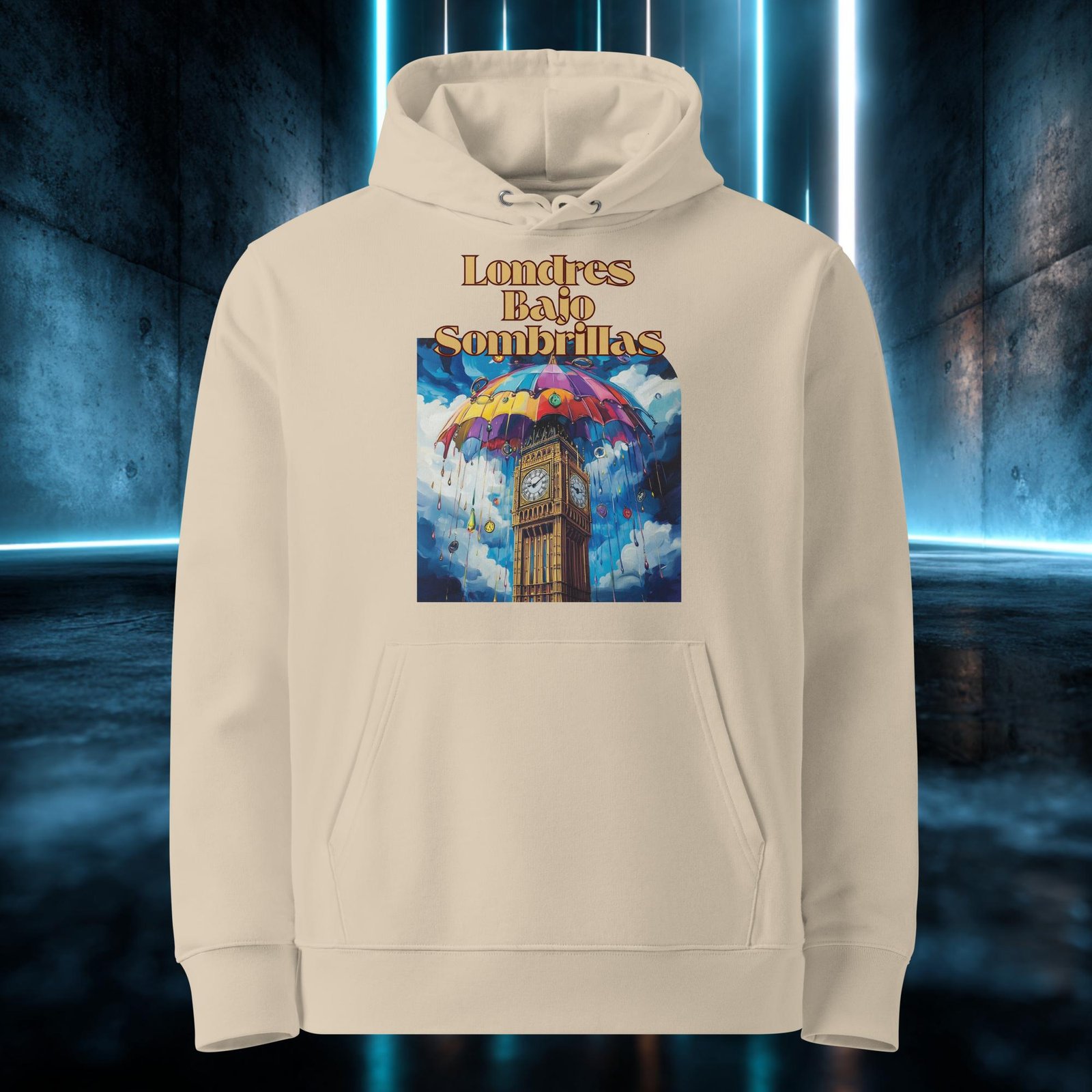 Sudadera orgánica con diseño Londres Bajo Sombrillas — color 2