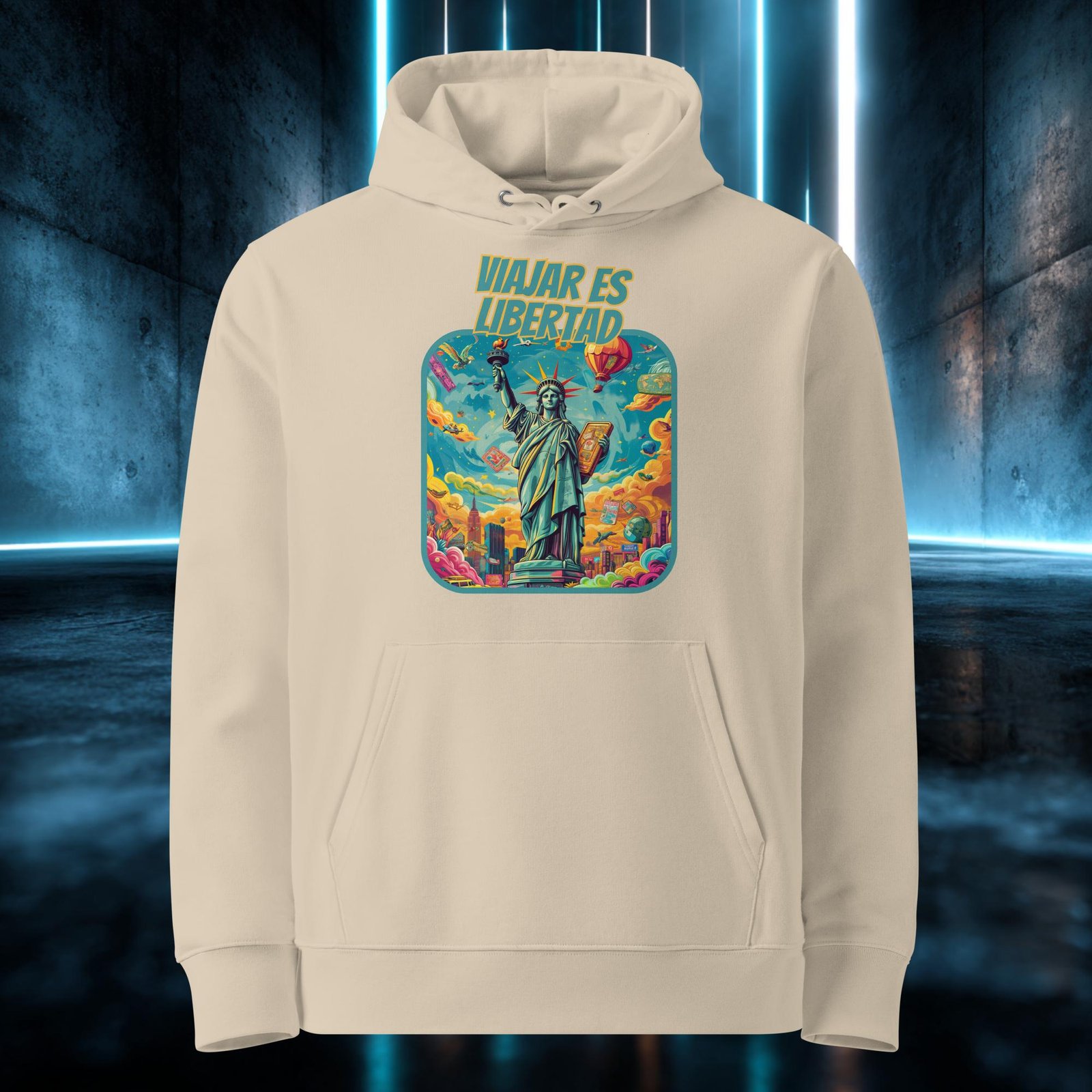 Sudadera orgánica con diseño Viajar Es Libertad — color 2