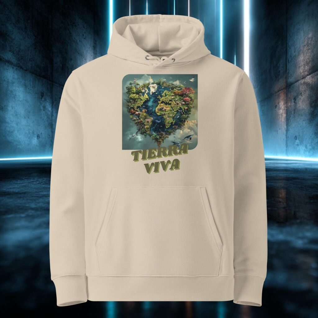 Sudadera orgánica con diseño Tierra Viva