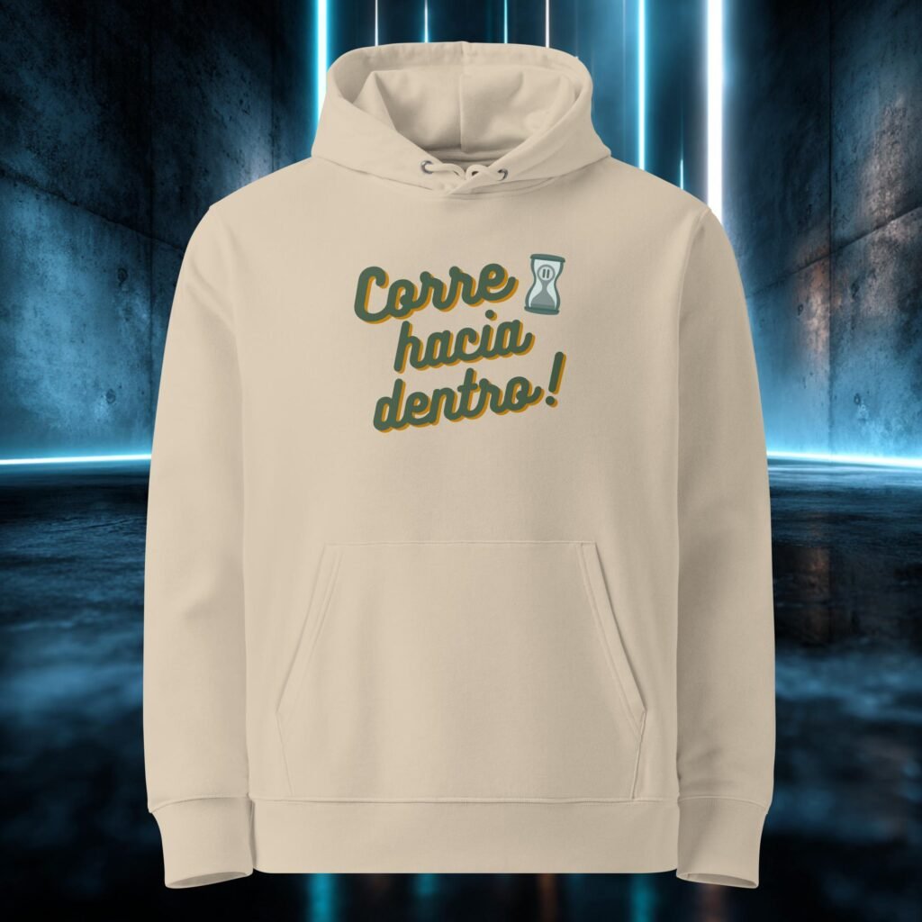 Sudadera orgánica con diseño Corre Hacia Dentro