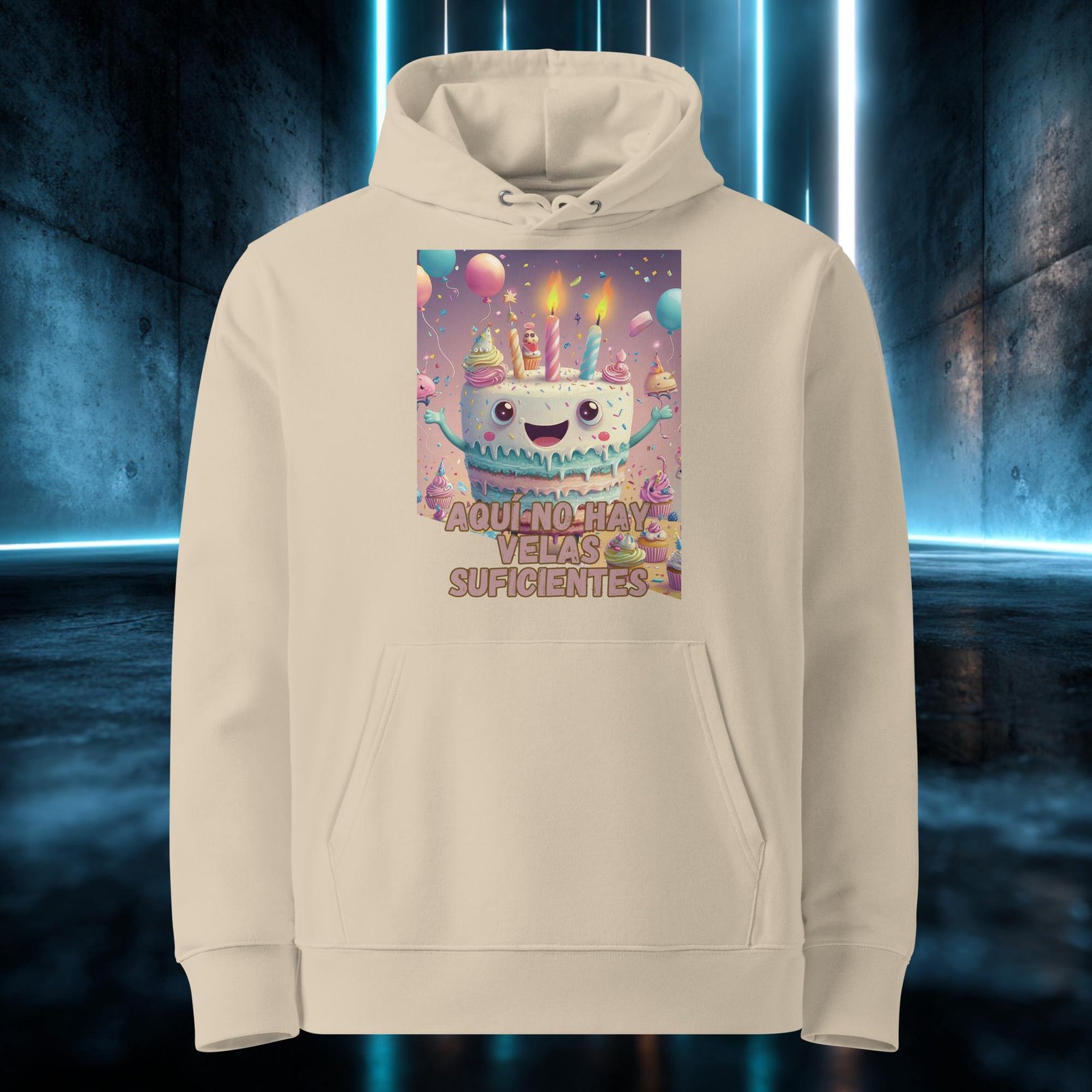 Sudadera orgánica con diseño Aquí No Hay Velas Suficientes