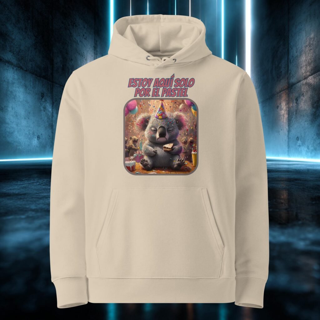 Sudadera orgánica con diseño Estoy Aquí Solo por el Pastel