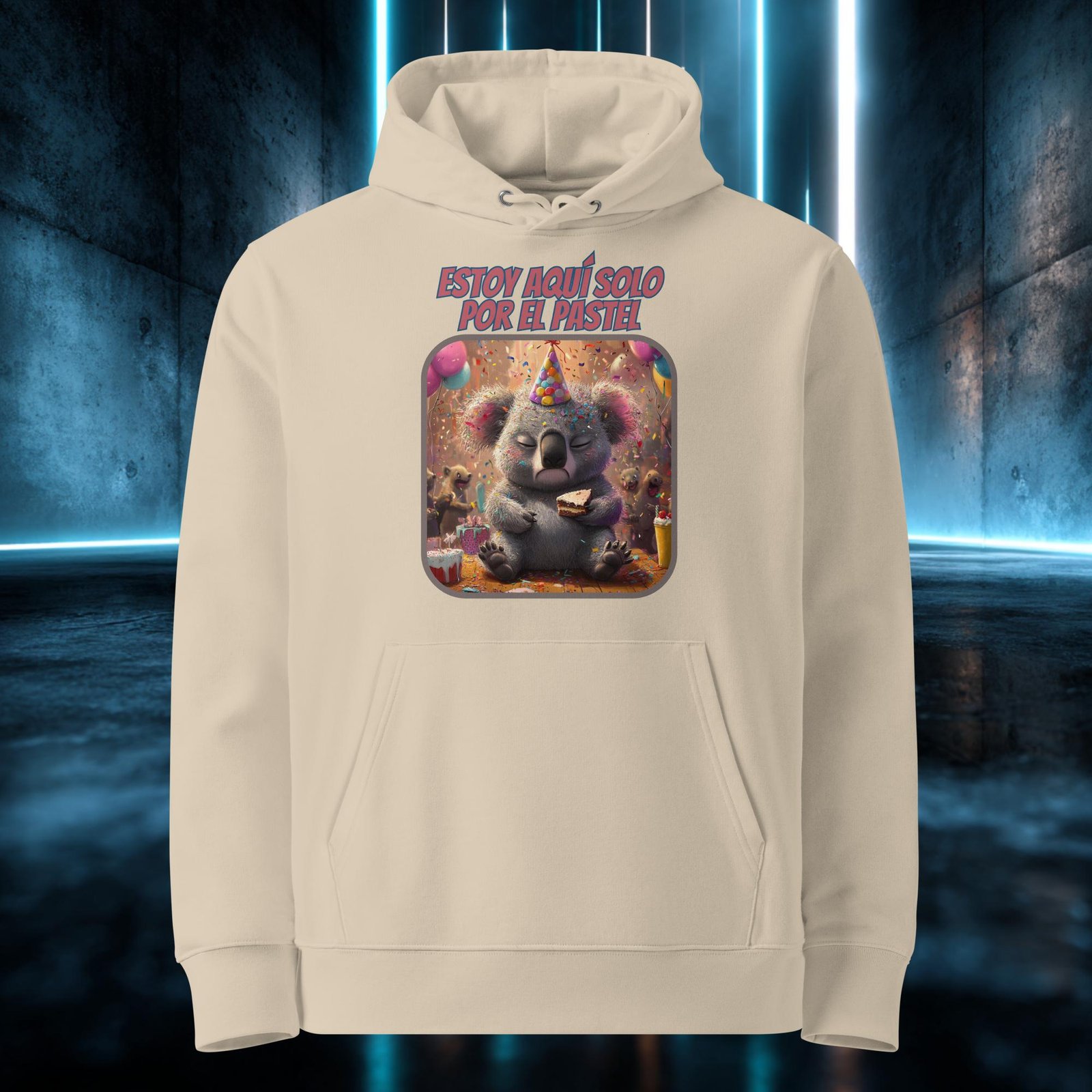 Sudadera orgánica con diseño Estoy Aquí Solo por el Pastel
