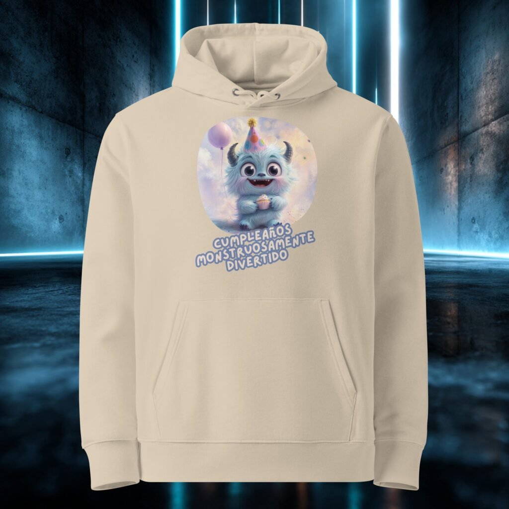 Sudadera orgánica con diseño Cumpleaños Monstruosamente Divertido