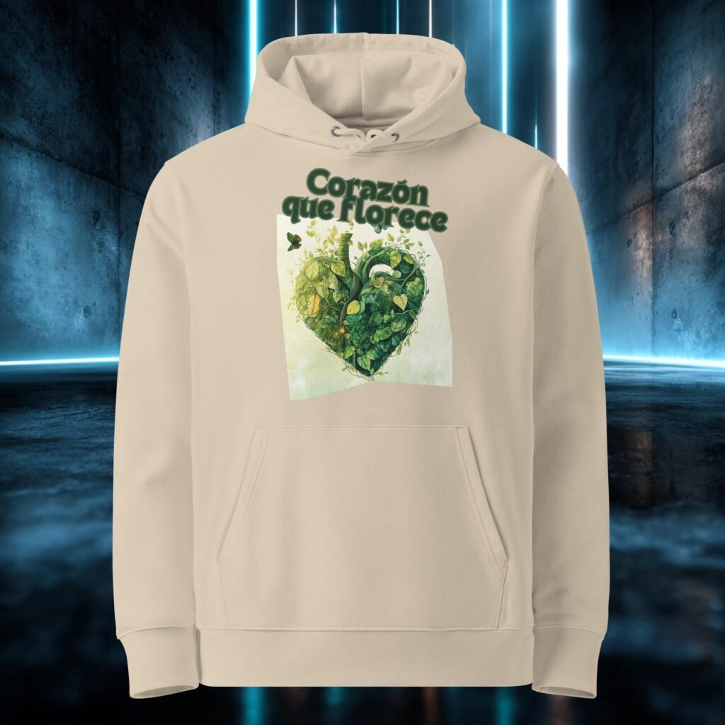 Sudadera orgánica con diseño Corazón que Florece