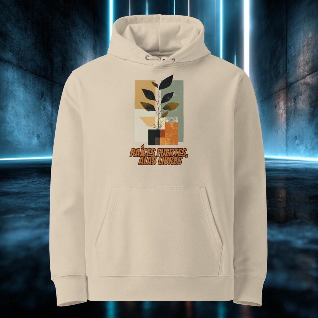 Sudadera orgánica con diseño Raíces Fuertes, Alas Libres
