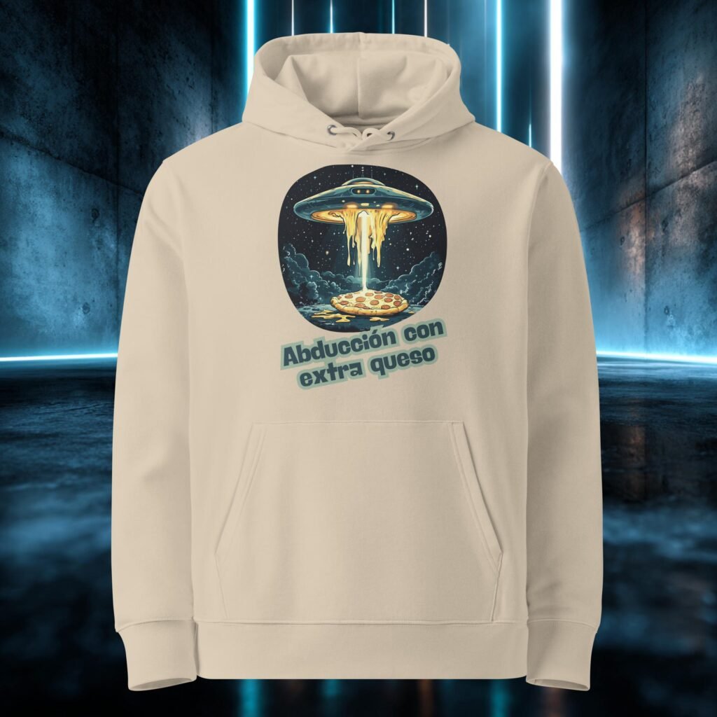 Sudadera orgánica con diseño Abducción con Extra Queso
