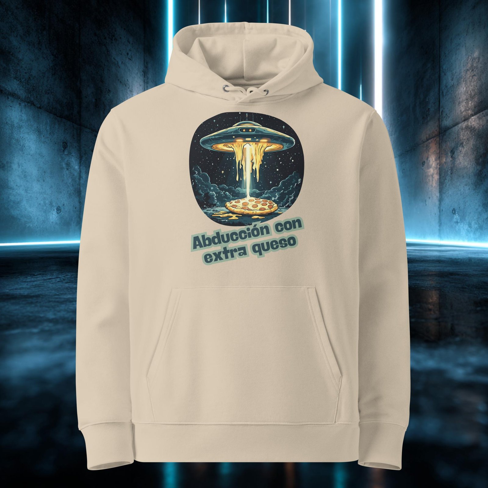 Sudadera orgánica con diseño Abducción con Extra Queso