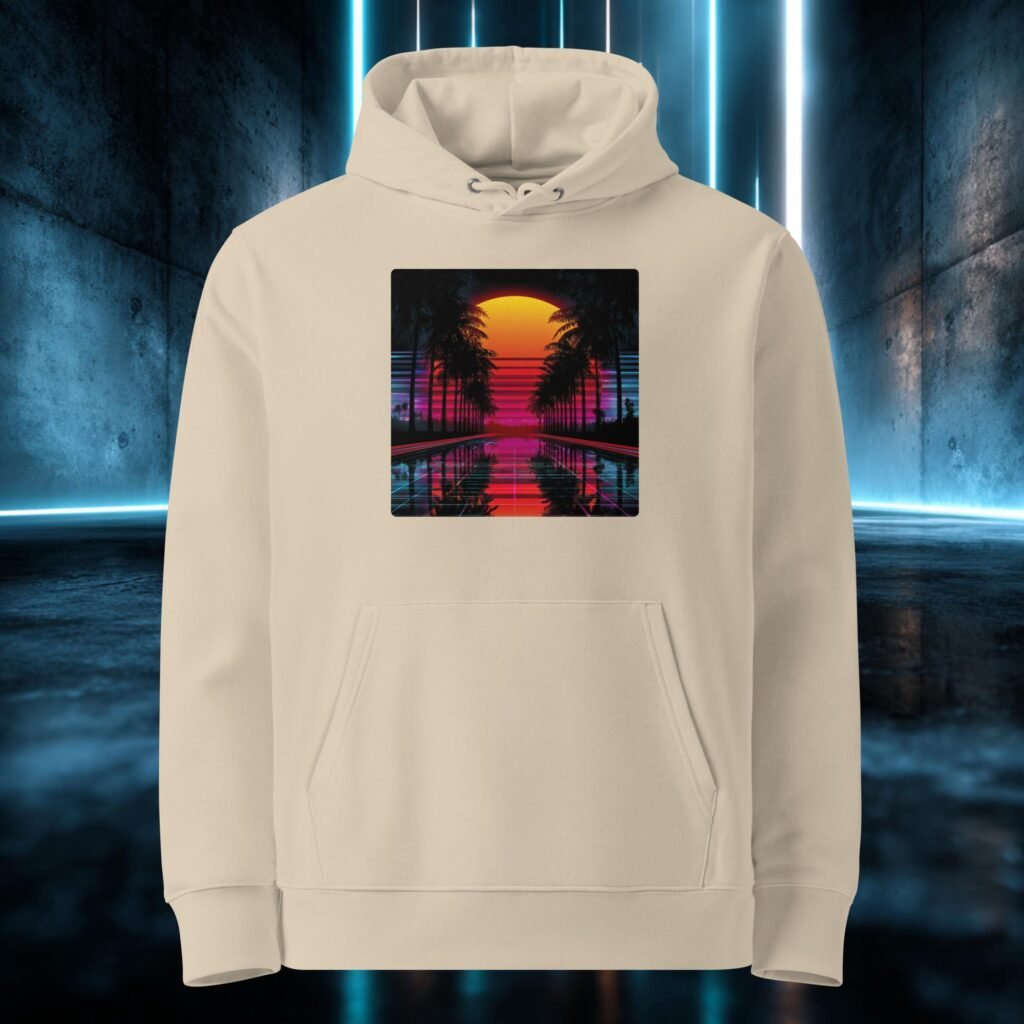 Sudadera orgánica con diseño Atardecer de Palmeras