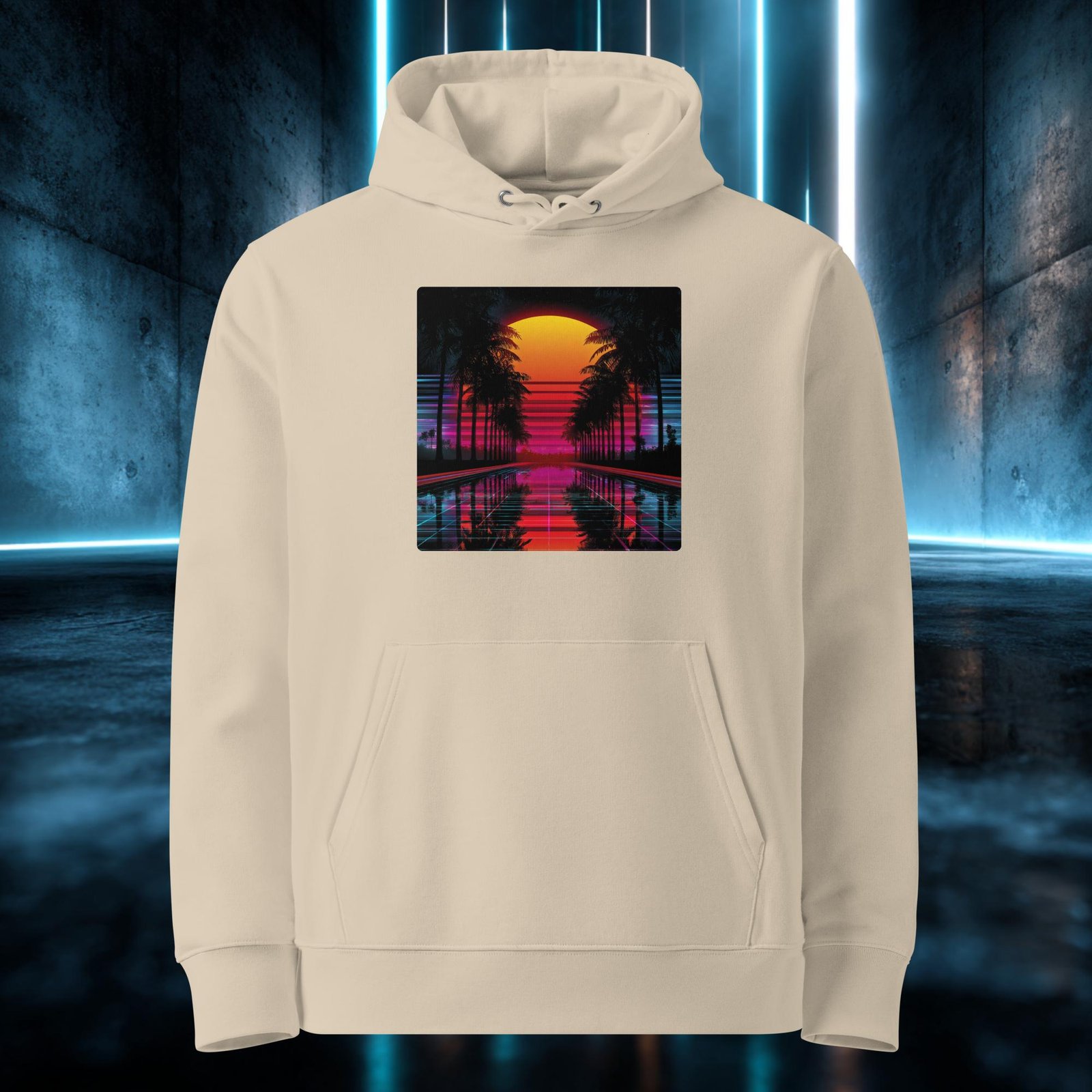 Sudadera orgánica con diseño Atardecer de Palmeras