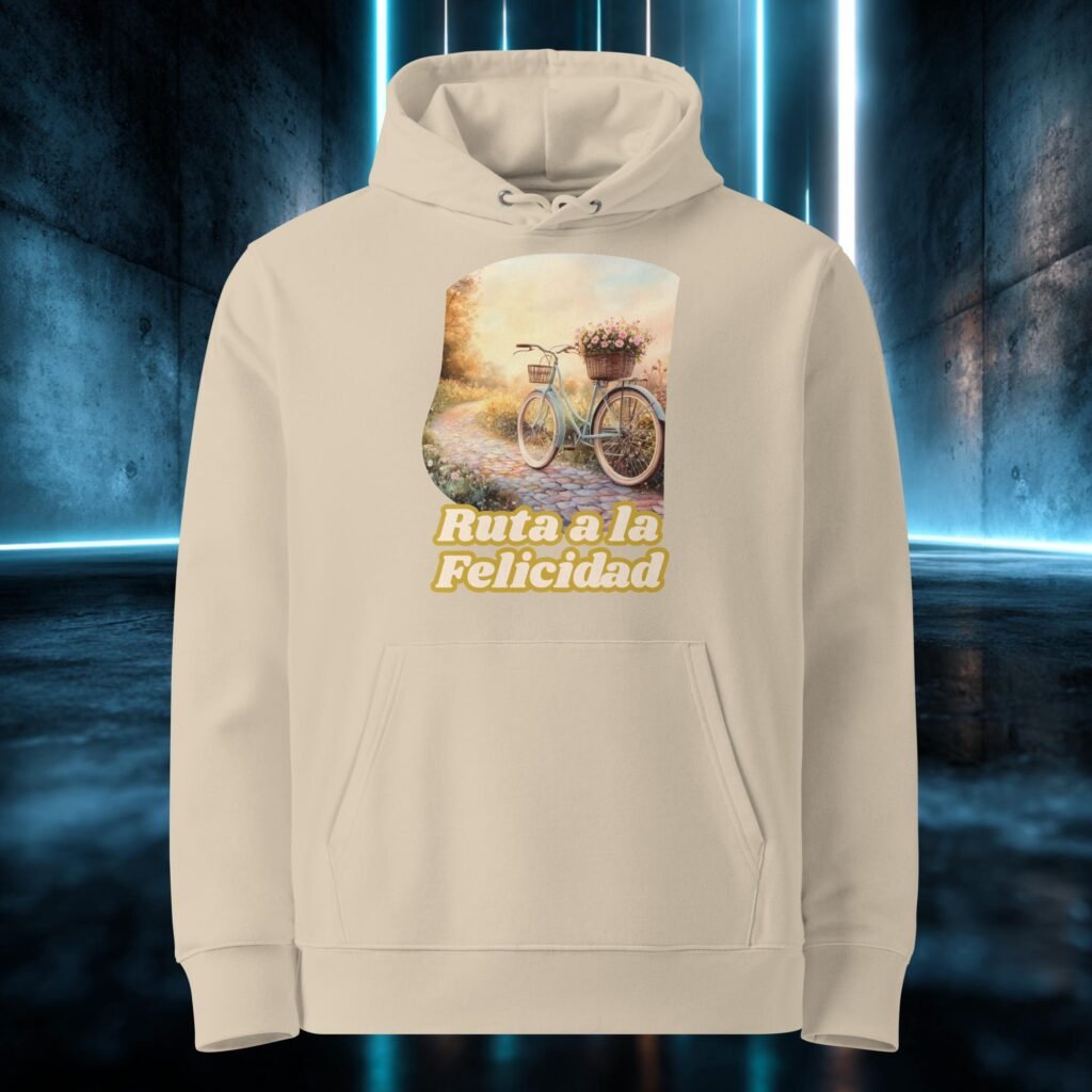 Sudadera orgánica con diseño Ruta a la Felicidad