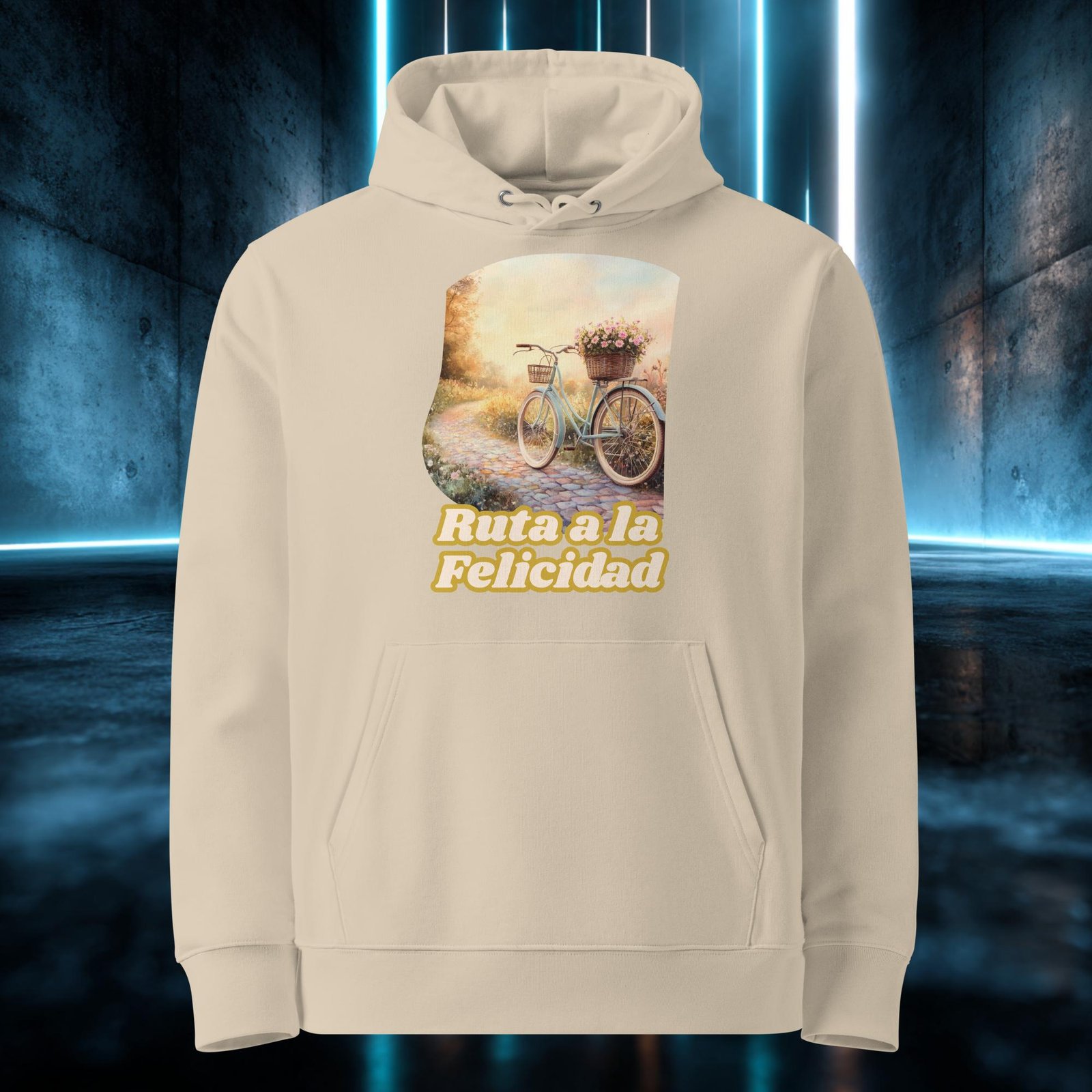 Sudadera orgánica con diseño Ruta a la Felicidad