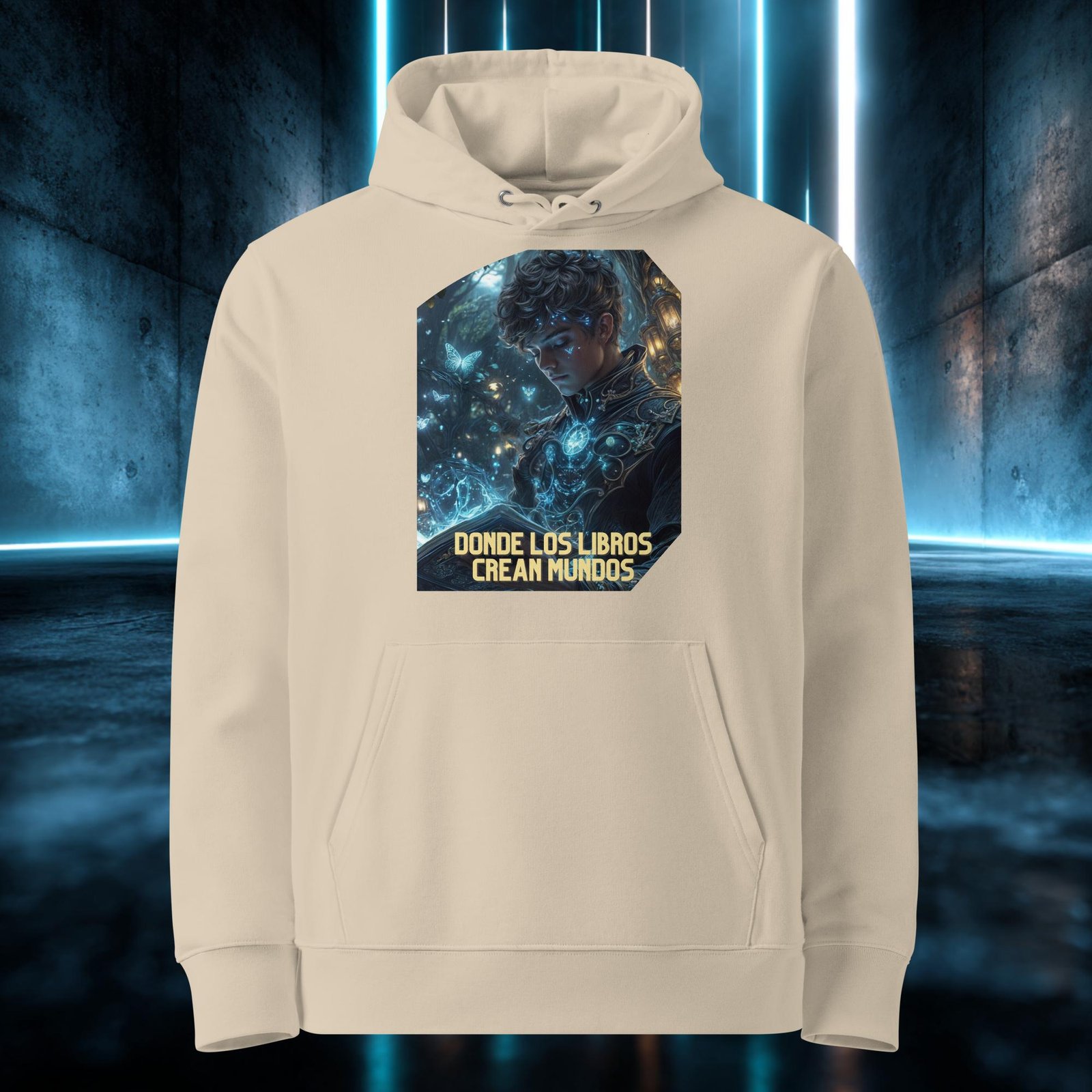 Sudadera orgánica con diseño Donde los Libros Crean Mundos — color 2