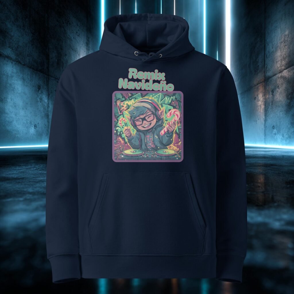 Sudadera orgánica con diseño Remix Navideño