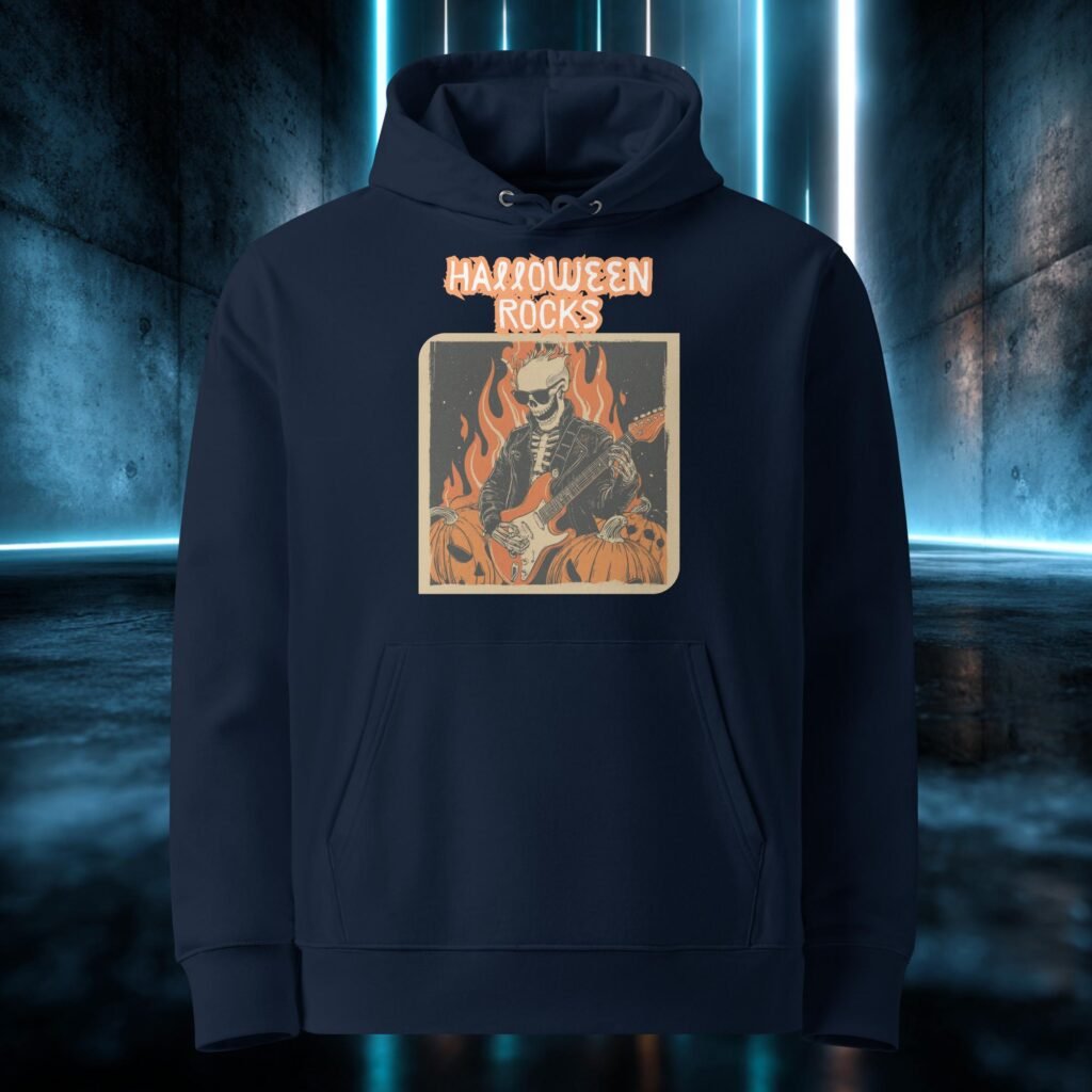 Sudadera orgánica con diseño Esqueleto Rockero