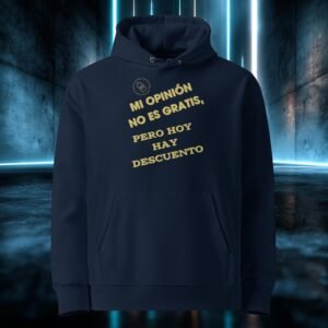 Sudadera orgánica con diseño Mi Opinión No Es Gratis