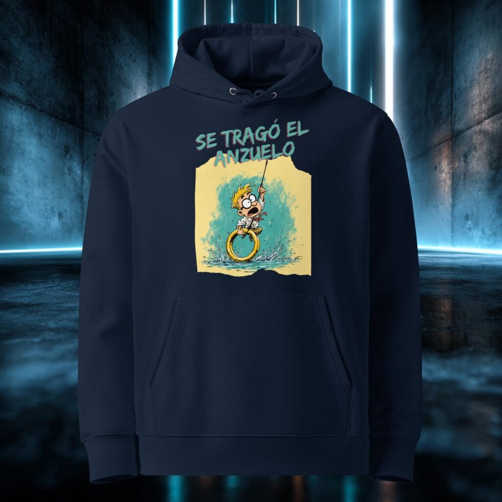 Sudadera orgánica con diseño Se Tragó el Anzuelo
