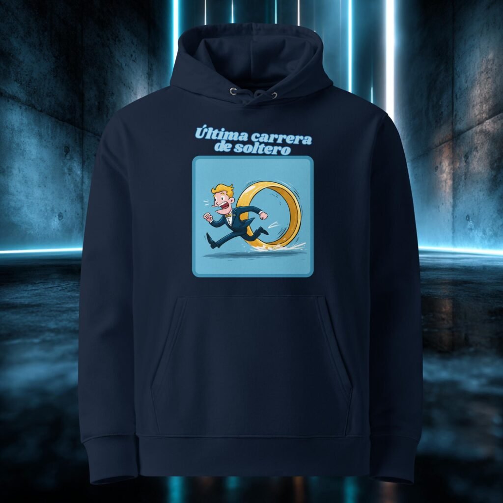 Sudadera orgánica con diseño Última Carrera de Soltero