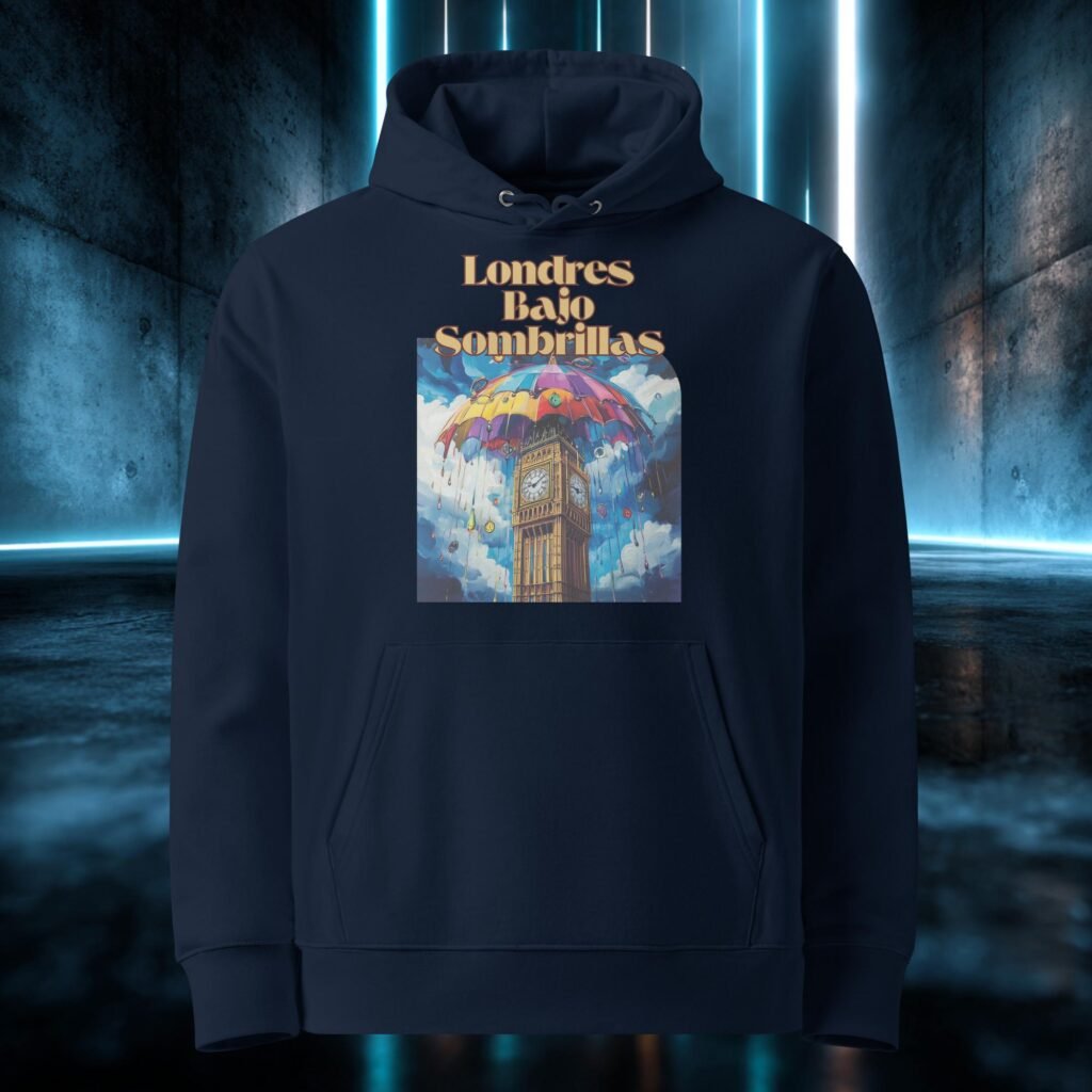 Sudadera orgánica con diseño Londres Bajo Sombrillas