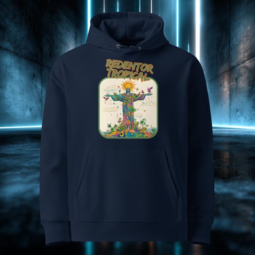 Sudadera orgánica con diseño Redentor Tropical