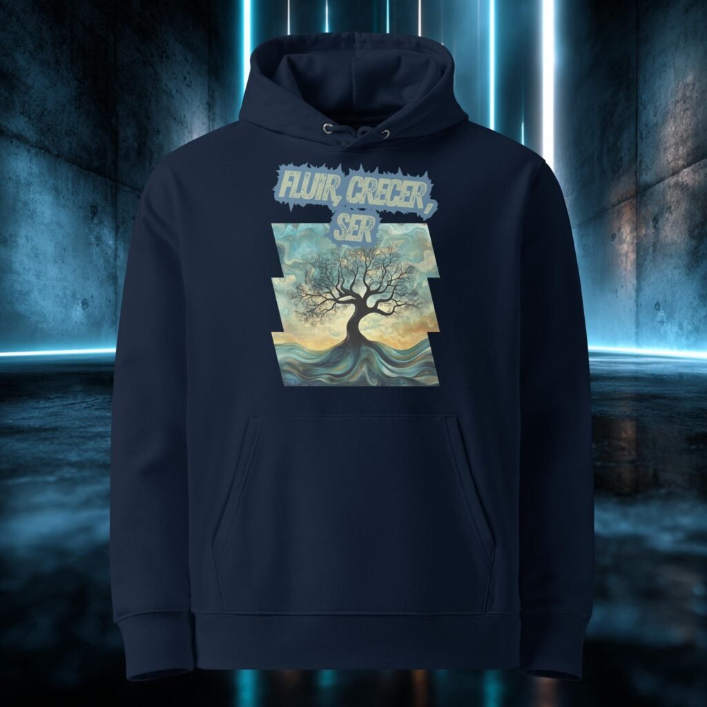 Sudadera orgánica con diseño Fluir, Crecer, Ser