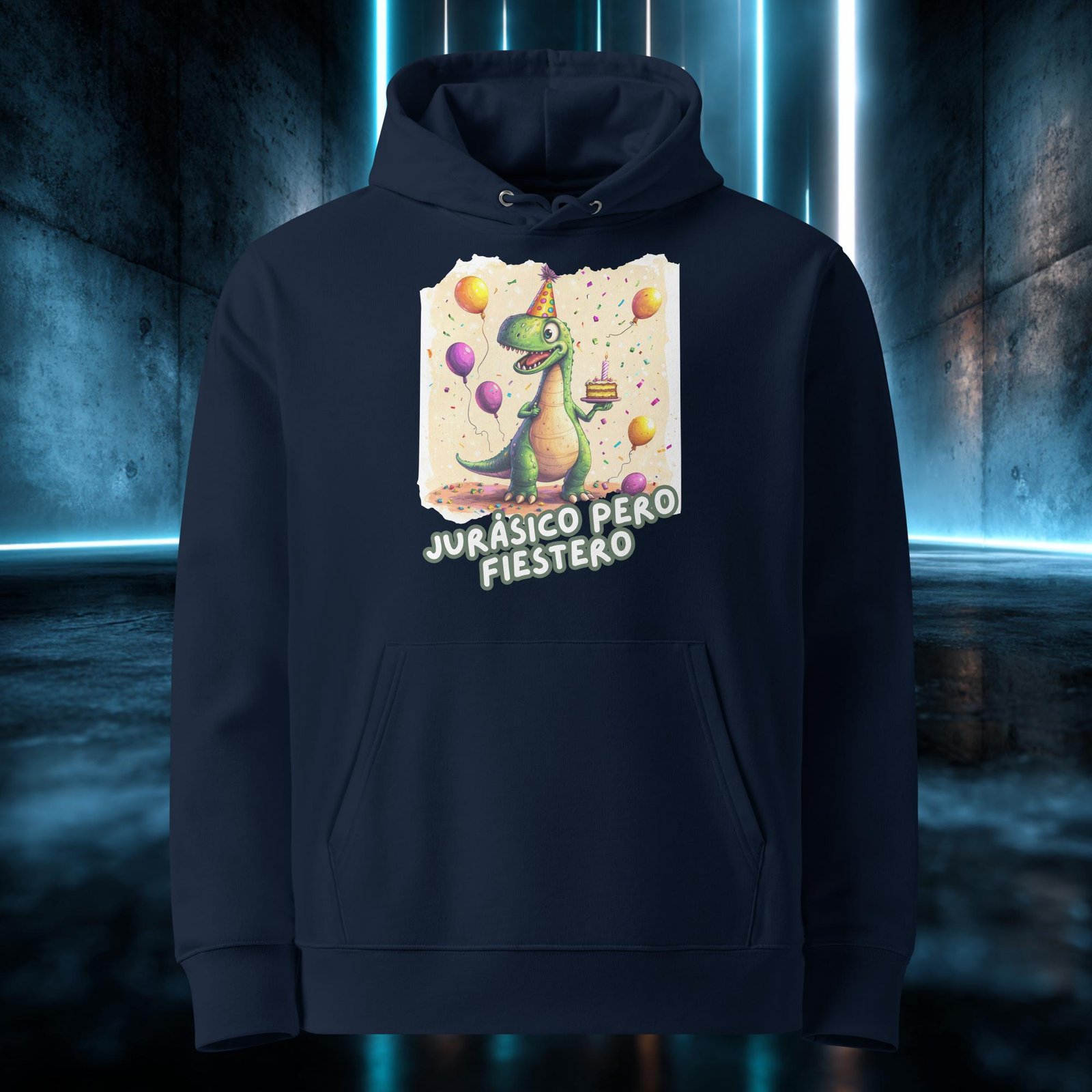 Sudadera orgánica con diseño Jurásico pero Fiestero — color 2
