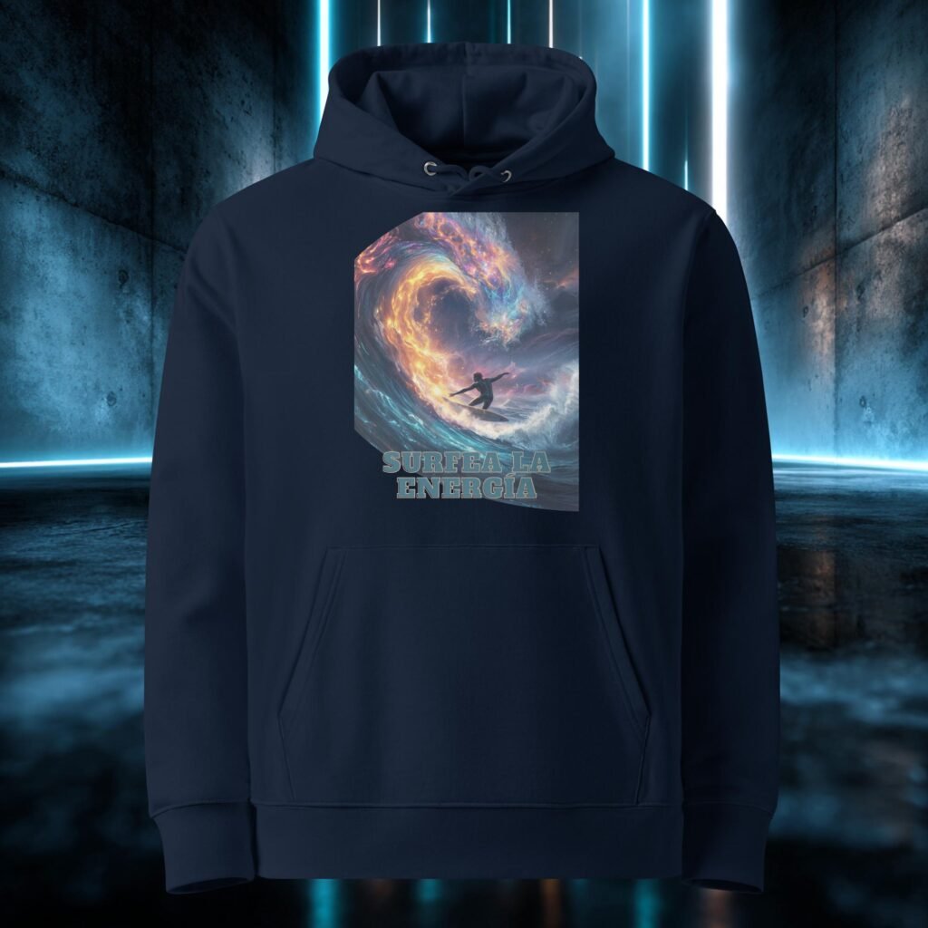Sudadera orgánica con diseño Surfea la Energía