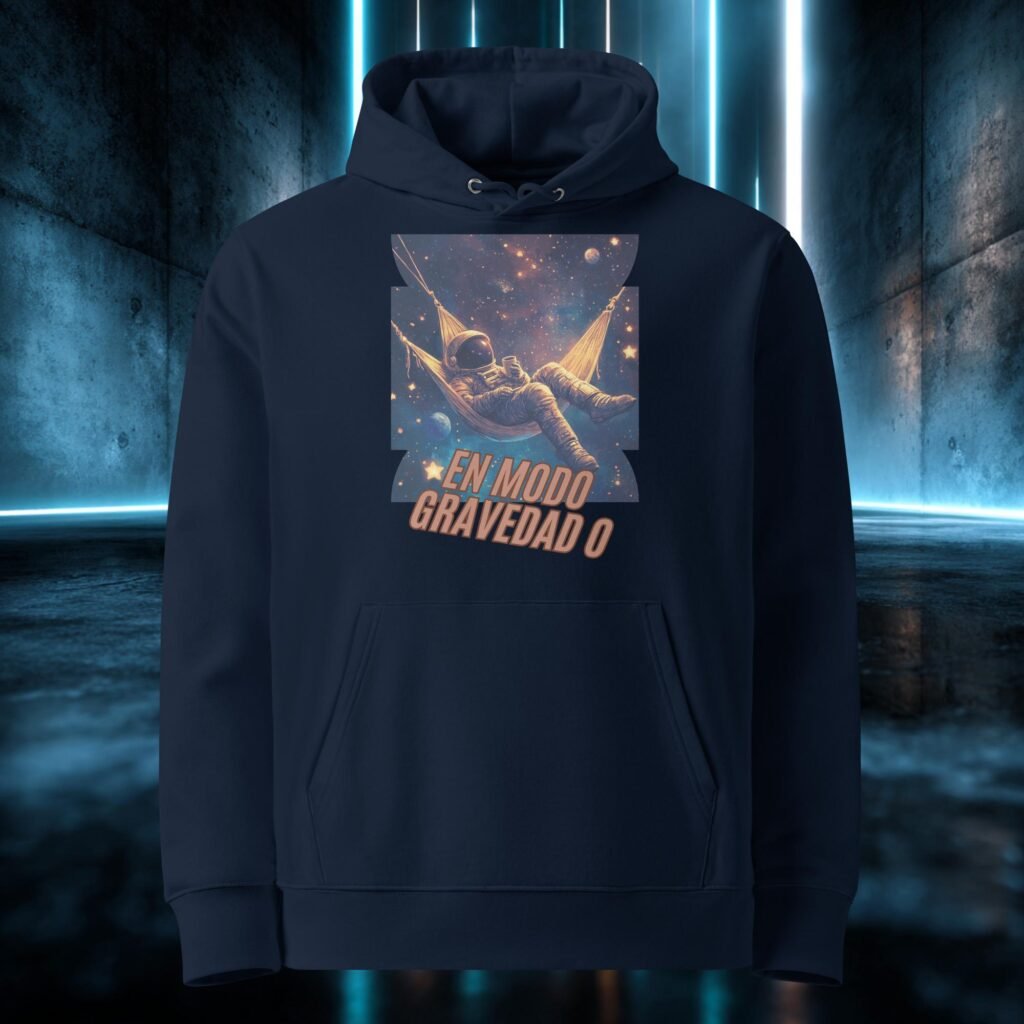 Sudadera orgánica con diseño En Modo Gravedad Cero