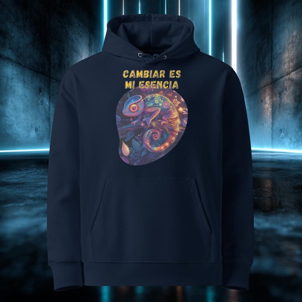 Sudadera orgánica con diseño Cambiar Es Mi Esencia