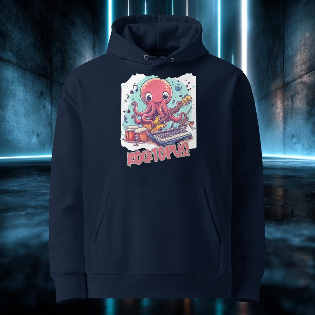 Sudadera orgánica con diseño Pulpo Rockero