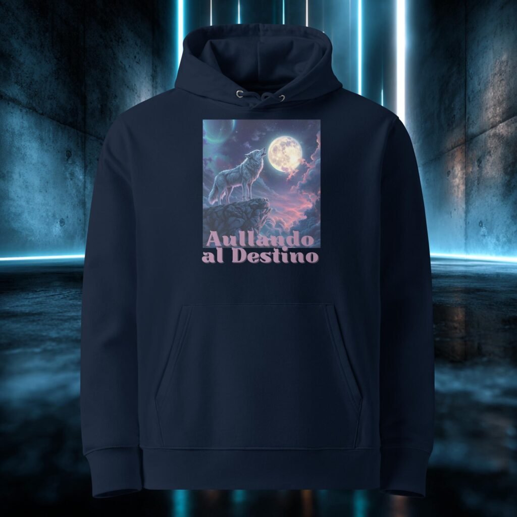 Sudadera orgánica con diseño Aullando al Destino
