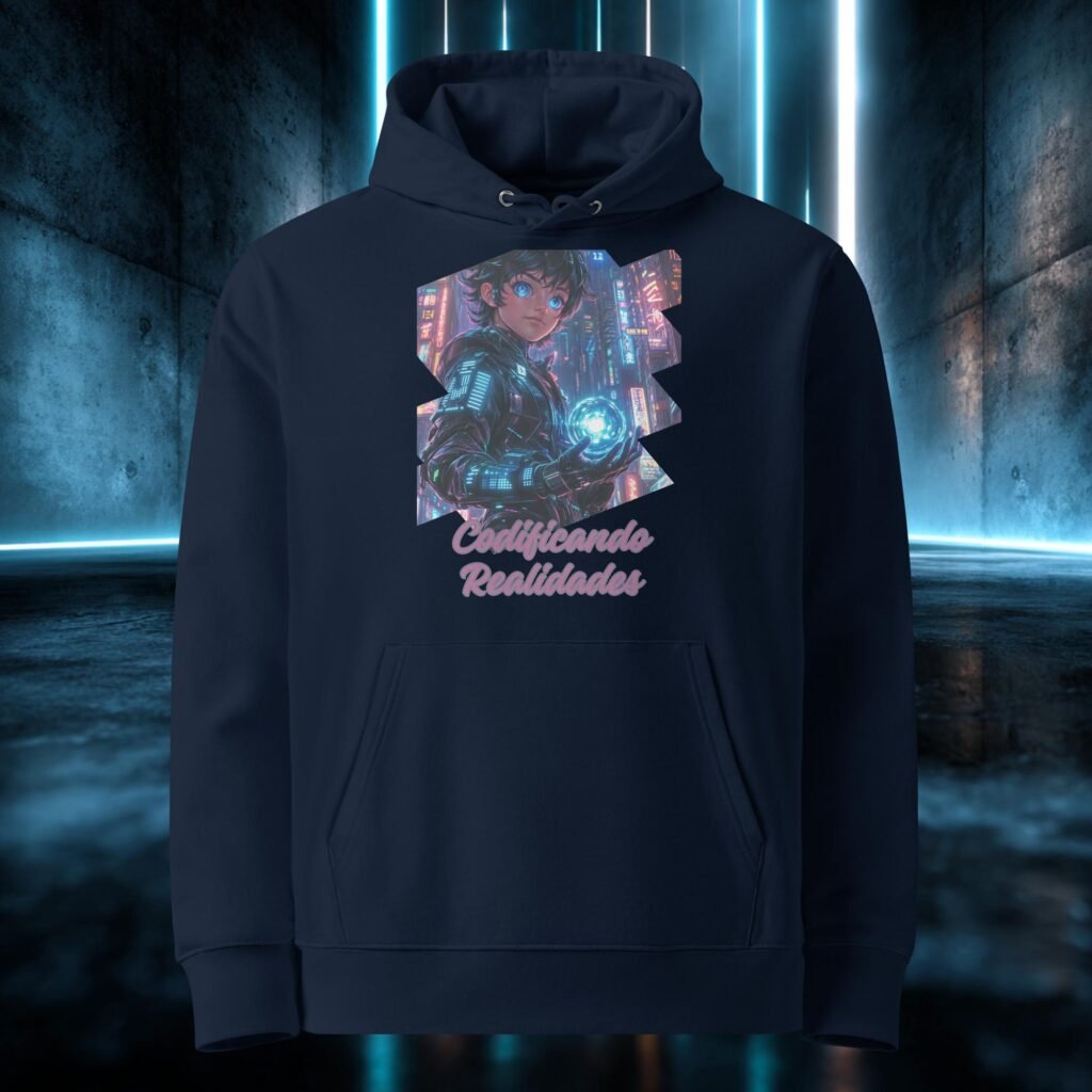 Sudadera orgánica con diseño Codificando Realidades