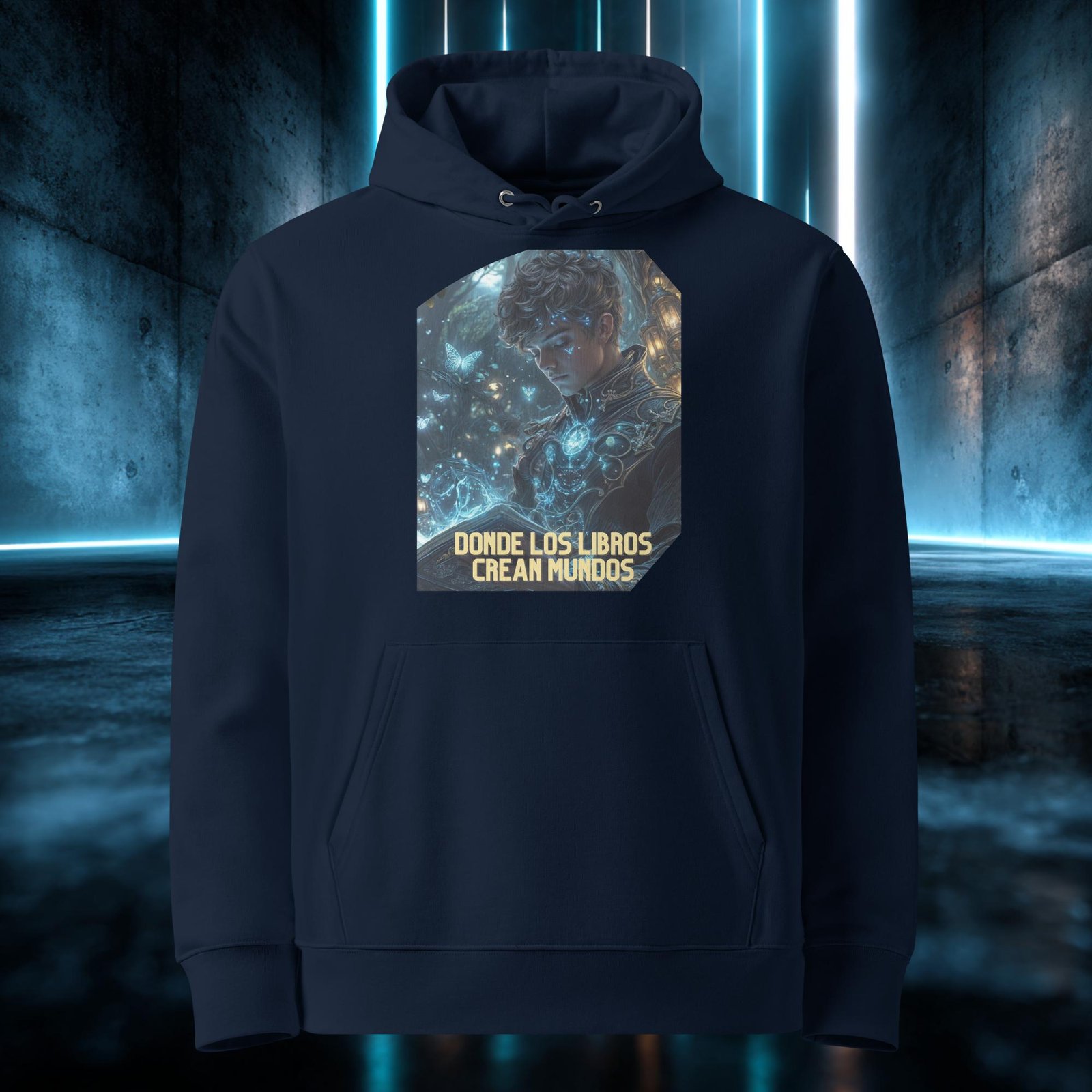 Sudadera orgánica con diseño Donde los Libros Crean Mundos — color 3
