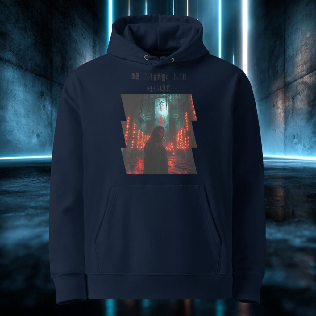 Sudadera orgánica con diseño El Miedo Me Sigue