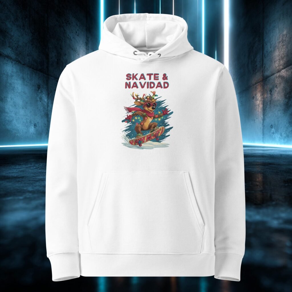 Sudadera orgánica con diseño Reno en la Tabla